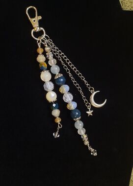 Handmade Semi Precious Stone Celestial Purse Charm/ Keychain